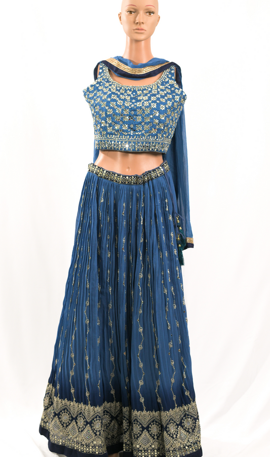 Blue Choli Lehenga Dupatta Set