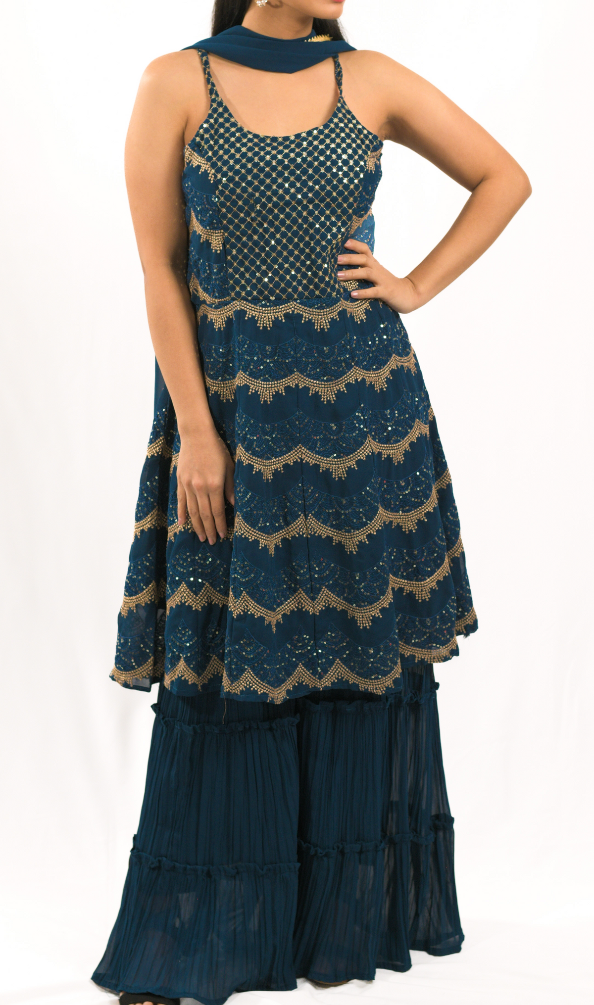 Dark Blue Gharara Set