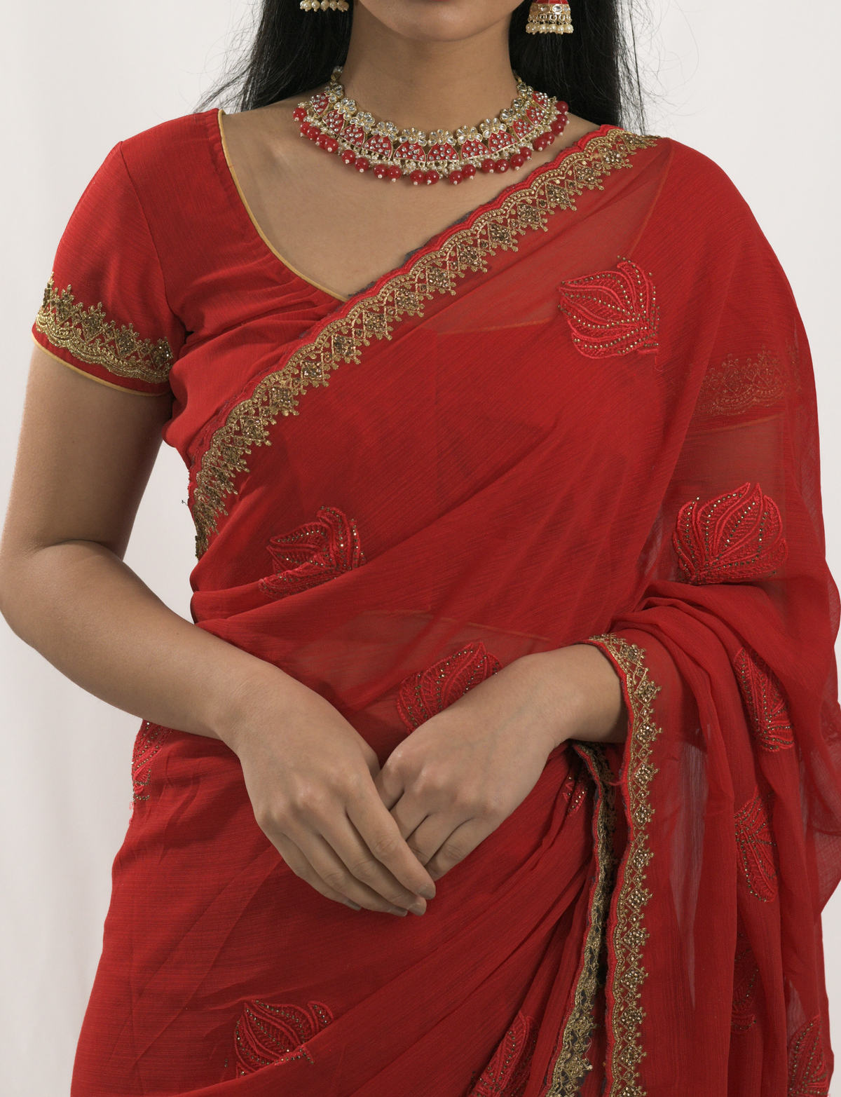 Red Leaf Saree