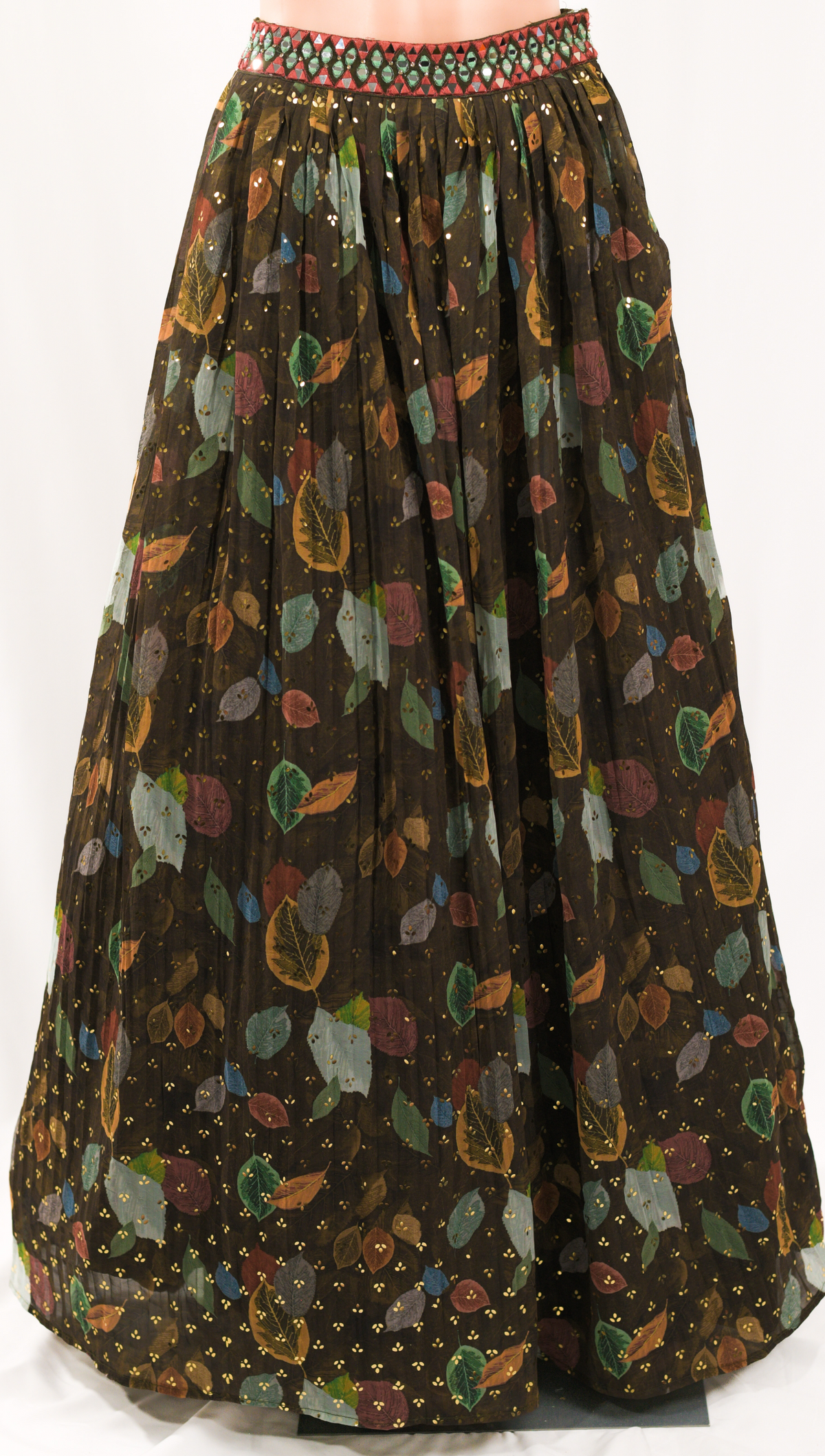 Green Floral with Mirror Work Blouse, Dupatta Set
