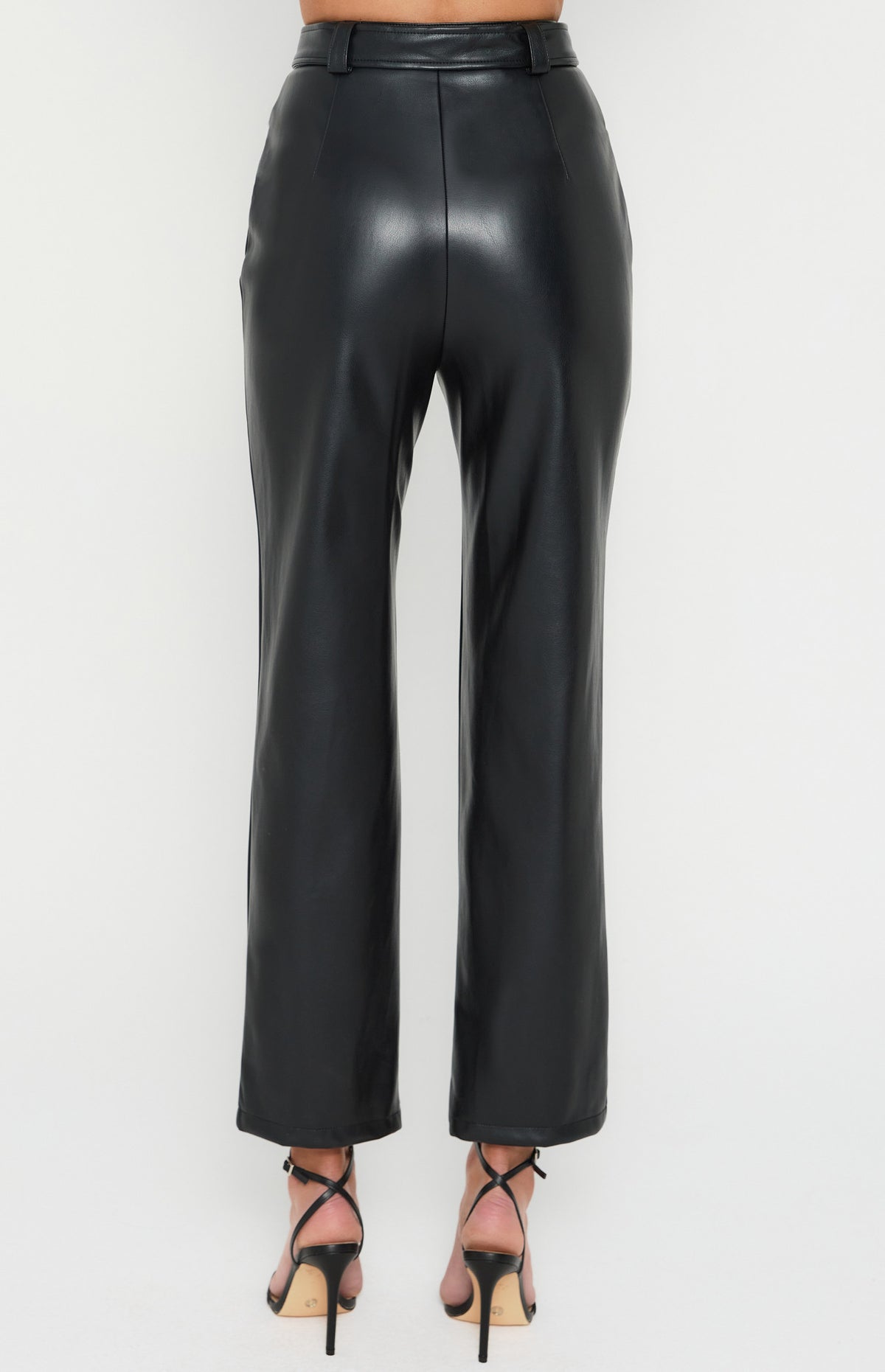 Black Waistband Faux Leather Pants