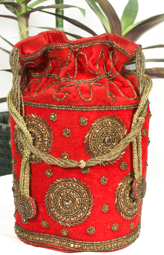 Party Wear Red Potli Bag